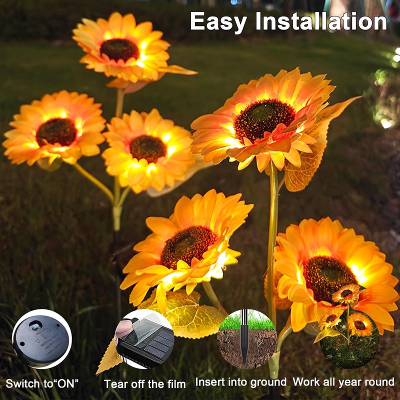 Solar Lights Outdoor Decorative, Upgraded 2 Pack with 6 Solar
