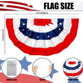 Unittype 4 Pack 2 x 4 ft American Pleated Fan Flags with LED Lights, Patriotic Half Fan Bunting Flags for Outdoor 250th Anniversary Lighted 4th of July Decoration with Grommet for Independence Day