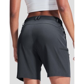 Haimont - Pantalones cortos tipo cargo de 7 pulgadas para mujer, secado rápido, ligeros, elásticos, protección UV con bolsillos con cierre, viajes, camping, Gris oscuro, XX-Large