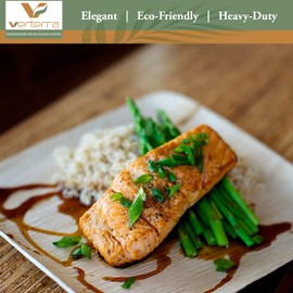 Verterra Compostable Palm Leaf 8-inch Square Disposable Plate, Heavy Duty, Eco-Friendly, Sustainable Dinnerware for Weddings, Events, Parties (300-Pack)