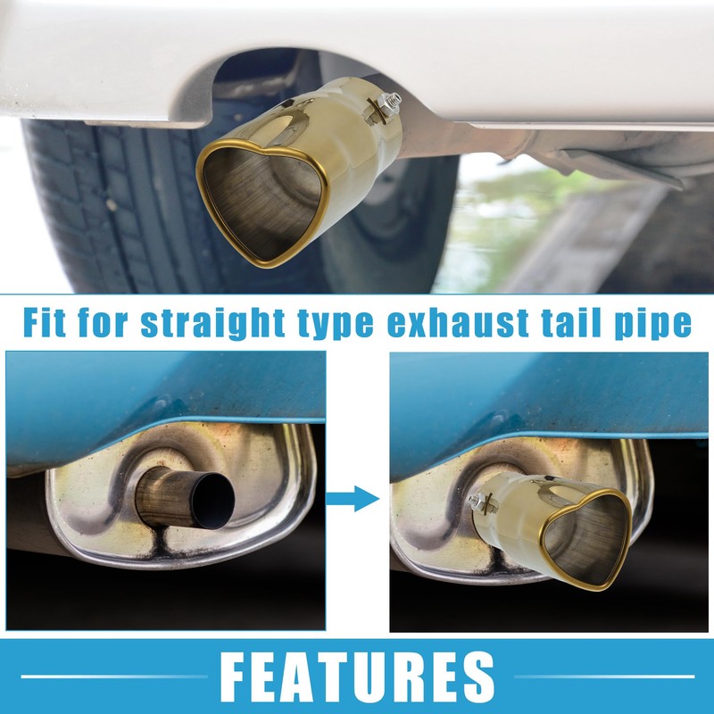 X AUTOHAUX Car Exhaust Tip Heart Shaped Tail Pipe 2.4Inch
