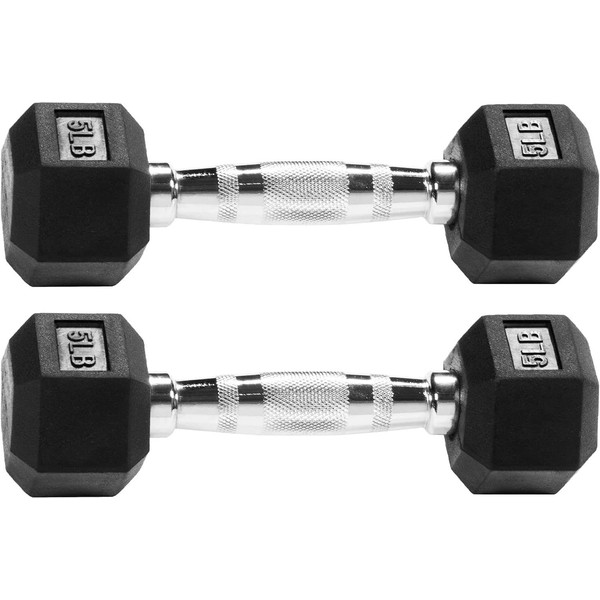Venbytech for 5LB Rubber Encased Hex Dumbbells with No-Roll Feature