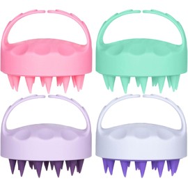 4 Piezas Masajeador de Cuero Cabelludo,Masajeador de Cabello,Cepillos para Cabello para Caspa y Crecimiento Del Cabello,Cepillo HúMedo y Seco para Cuidado Del Cuero Cabelludo