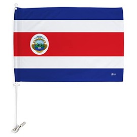 World Cup 2022 Costa Rican Car Flag Bandera Para Carros De Costa Rica Auto Decorations Small Banner For Window Clip Pole Accessories FIFA Sports Fans Outdoor Flags Trophy Game Soccer Gifts Made In USA