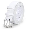LEACOOLKEY Double Prong Leather Belts for Men PU Leather Work