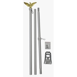 3x5 U.S Navy Ship Military flag with 6 ft Brushed Silver Aluminum Residential Commercial Advertising Flagpole Pole Kit Set (Eagle Top)