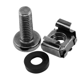 Leadrise 50-Pack M6 x 16mm Computer Rack Mount Cage Screws and Nuts & Washers for Rack Mount Server Cabinet, Rack Mount Screw Cage Nut - Black