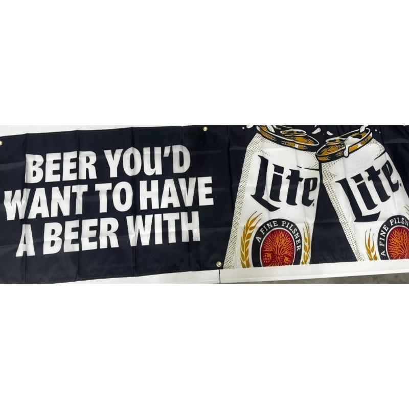 MILLER LITE Beer Flag It'S Miller Time 2X6ft Banner Man