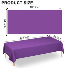WNINK 6 Pack Purple Tablecloths Disposable Table Covers 54" x 108" Table Cloths for BBQ Birthday Picnic Bridal Shower Engagement Wedding Plastic Table Cloths for Parties