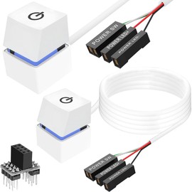 Xiatiaosann 2 Pcs Desktop Computer Power Switch, External Remote Start PC Motherboard Power ON/Off Switch Button with LED Light, for Easy External Remote Start PC Motherboard(White)