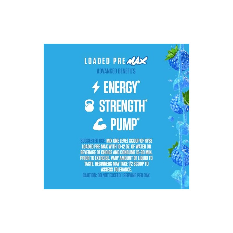 RYSE Loaded Pre Max – Blue Razz Slush – 25