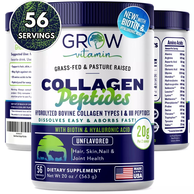 Zen Principle Grow Vitamin Collagen Peptides Powder - Pasture Raised,