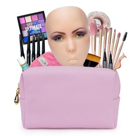 ZTBBRA Makeup Practice Face Board, Reusable Silicone Makeup Practice Face/Makeup Mannequin Face, Come with Makeup Brushes Set&Dual head Eyebrow Pencils&Eyeliners&a Pair of Eyelashes&a Makeup Bag