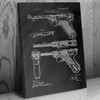Patent Earth WW2 Luger Pistol Canvas Print, WW2 Decor, War