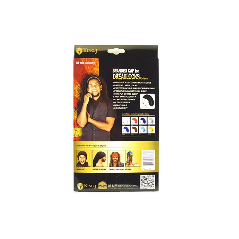 King.J Regular Size Unisex Spandex Cap For Dreadlocks (Red)