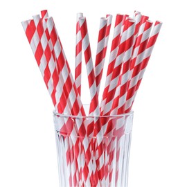 Majestic Malts - Red & White Candy Cane Striped Malt & Milkshake Straws (400 Count) - 7 3/4 Inch Giant Jumbo Size & Disposable