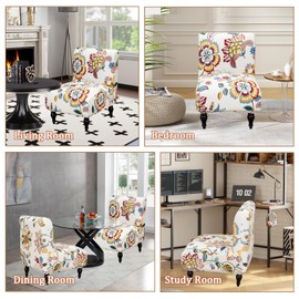 FUANGUI Armless Accent Chair Cover Slipcover, Stretch Spandex Chair Covers for Living Room Removable Washable for Armless Chair Furniture Protector