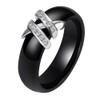 HIJONES Women's Ceramic Ring with Cubic Zirconia Wedding Band, Ceramic,