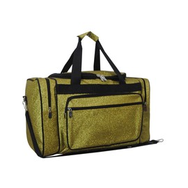 NGIL Glitter Canvas 20" inch Weekender Overnight Travel Carry-On Luggage Sports Gym Duffle Bag for Women (Gold Glitter)