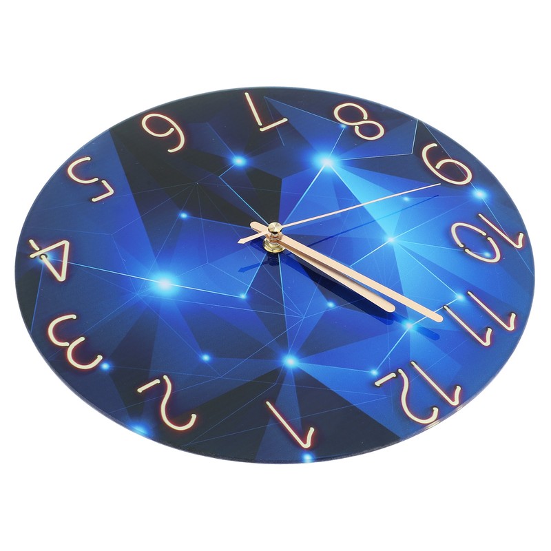 30cm Glass Blue Wall Clock for Living Room Decor Silent