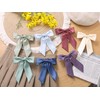 [Elerevyo] Women's Bowtie Solid Color Western Ribbon Pre-tied Bow Tie