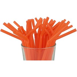 Made in USA Pack of 250 Flexible (8.25" X 0.23") Disposable Plastic Drinking Straws (Orange)