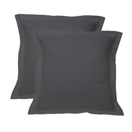 Set of 2 Pillowshams 600 TC 100% Egyptian Cotton Natural Ultra Soft & Silky Made with Sateen Weave Bed Pillow Cover of Hotel Quality Kotton Wama Bedding(Euro- 26" X 26", Dark Grey)