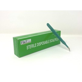 Disposable Scalpels Sterile Surgical Blade Size 12 Stainless Steel with Plastic Handle & Metric Line Individually Foil Wrapped Box of 250