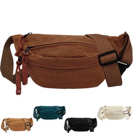 Bum Bag Women's Bum Bag Women's Corduroy Bum Bags Hip Bag Belt Bag Cord Chest Bag Sports Waist Bags for Women Men Outdoor Travel Running School (Dark Brown), dark brown, Fashionable