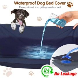 ALWZ-RDY Dog Bed Covers Replacement Washable for Round & Donut Dog Bed 100% Waterproof Dog Bed Sheets Soft & Noiseless Pet Bed Cover 30" x 30" x 9.8" Blue