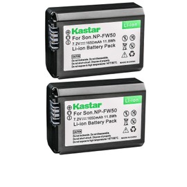 Kastar Battery (2-Pack) for Sony NP-FW50, BC-VW1, BC-TRW work with Sony Alpha 7, a7, Alpha 7R, a7R, Alpha a3000, Alpha a5000, Alpha a6000, NEX-3, NEX-3N, NEX-5, NEX-5N, NEX-5R, NEX-5T, NEX-6, NEX-7, NEX-C3, NEX-F3, SLT-A33, SLT-A35, SLT-A37, SLT-A55V, Cy