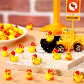 VioraWhite 100 Pcs Themed Ducks Mini Resin Ducks Figures Tiny Resin Figures Party Favors Party Decorations for Crafts Making DIY Miniature Landscape Micro Decor Gifts (Firefighter)