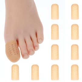 YUXIANLB 10PCS Big Toe Cap Support, Gel Toe Protectors, Breathable Toe Caps, Toe Protectors, Toe Cover Sleeves with Holes, Provides Relief from Missing or Ingrown Toenails, Hammer Toe, Reduce Friction