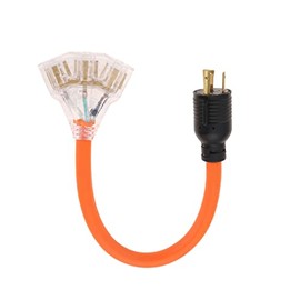 30 Amp to 110 Adapter Generator Power Cord, 3 Prong 30 Amp to 15 Amp Generator Adapter, NEMA L5-30P Male to 3 x 5-15/20R Female with Lighted End, 1.5 FT