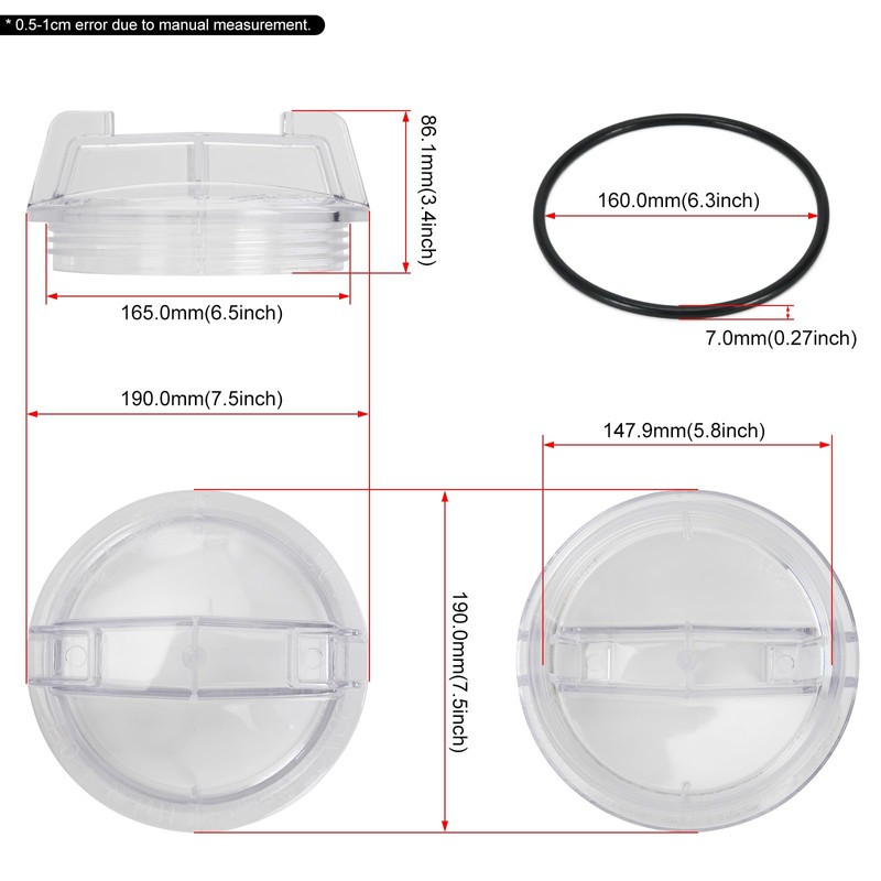 C3-185P Pool Pump Lid Trap Cover with O-Ring, Compatible with