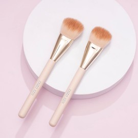 ENZO KEN Angled Blush Brush, Blush Makeup Brush, Detail Blush Brush, Fluffy Blush Brush for Cheeks, Contour Makeup Brushes, Power Contour Brush - Gold and Pink, 11L04B