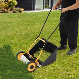 Steel Push Lawn Mower | 4 Sharp Blades & Adjustable Cutting Height | Detachable Grass Collector & Ergonomic Handle for Home, Park, Villa Landscaping (14 Inch)