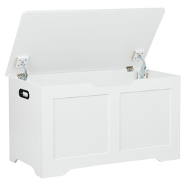 Timberer 31.5" Storage Chest, Wooden Storage Bench, Lift Top Toy Chest with 2 Safety Hinges, Large Toy Box, Entryway Shoes Bench for Living Room, Bedroom, White