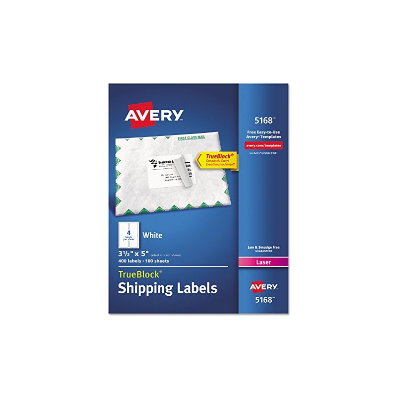 Avery 5168 Laser Labels, Mailing, Permanent, 3-1/2-Inch x 5-Inch ,