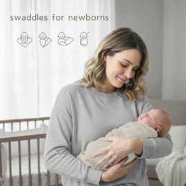 breebleep Muslin Swaddle Blankets for Baby Boy - 3 Pack 47x47 Inch Large Receiving Blankets, Soft Breathable Cotton Nursery Swaddles for Newborn, Infant & Todler (Gray, Cream White, White)