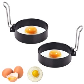 PCTC Nonstick Egg Rings Set of 2, Stainless Steel Egg Rings for Frying Eggs, Round Egg Cooker Rings For Cooking Egg Maker Molds, egg ring for breakfast sandwiches