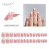 Pink Gradient Press On Nails, Romantic Bow Design, Short Square