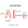 Rose Gold Plated Tiny Initial Stud Earrings A, Minimalist Jewelry,