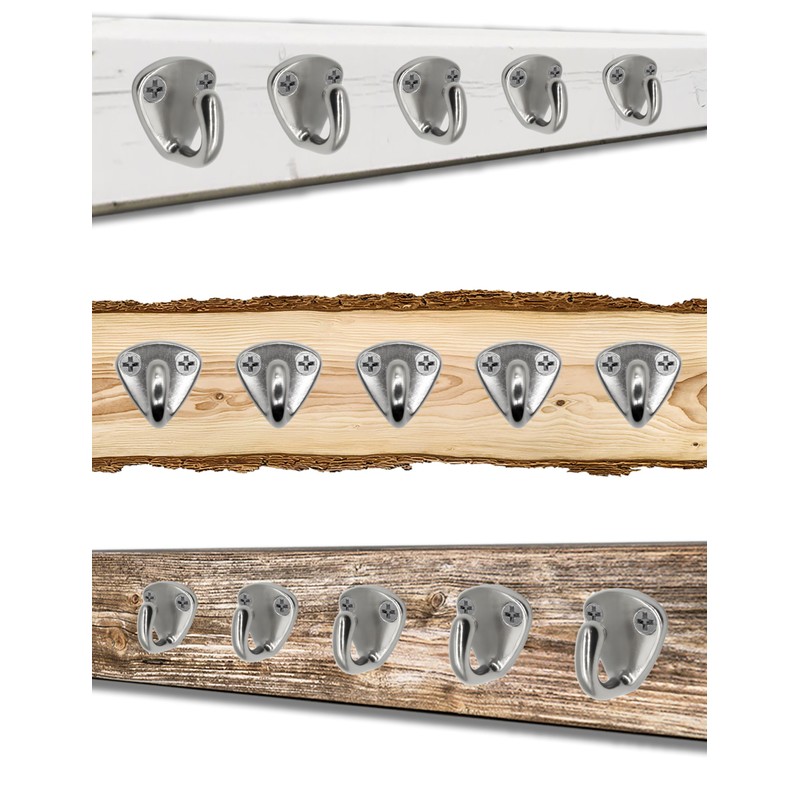 Fuxxer® 5 x Solid Stainless Steel Hooks, Wall Hooks, Marine