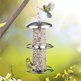 Weatherproof Stainless Steel Bird Feeder Hanging 60129 Height 27.5 CM