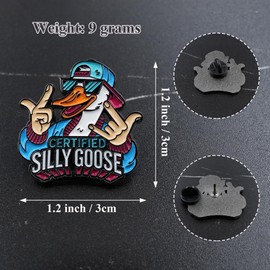 Certified Silly Goose Enamel Pin – Funny Goose Pins for Backpacks, Jackets, Hats – Cool Trendy Backpack Pins for Goose Lovers, Enamel Lapel Pin Gift for Teens & Adults (1, Black)