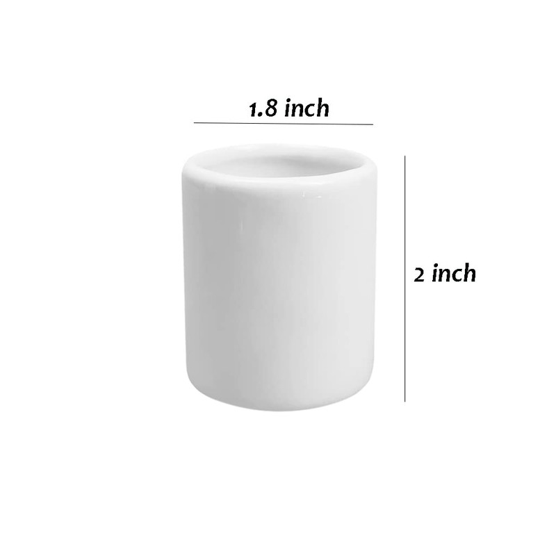 Sizikato 2pcs Simple Pure White Cylindrical Ceramic Toothpick Holder.
