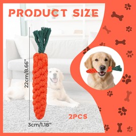 Sdhgerh Pack of 2 Dog Toys Carrot, Puppy Toy Made of Braided Rope Dog Toy Carrot Chew Toy for Puppies Interactive Toy Dog Puppy Toy for Small Medium Puppies