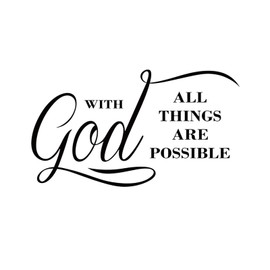 with God All Things are Possible Religious Vinyl Wall Decals, Vinyl Wall Stickers Wall Decal Motivation Lettering Saying Wall Art, Inspirational Quote Wall Art Stickers, Christian Faith Word