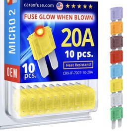 CARAX Glow Fuse – Premium Fuse Micro 2 Blade APT/ATR – 20A Kit 10 pcs – Glow When Blown LED Automotive Fuse – Smart Auto Glow Fuse Easy Identification – 10 pcs